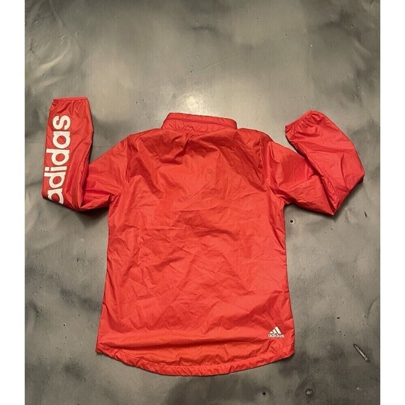 Adidas Women’s Essentials Linear Windbreaker Jacket Sz M Pink Spell Out Logo - Picture 4 of 8
